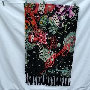 Ed Hardy Black Multicolor Scarf